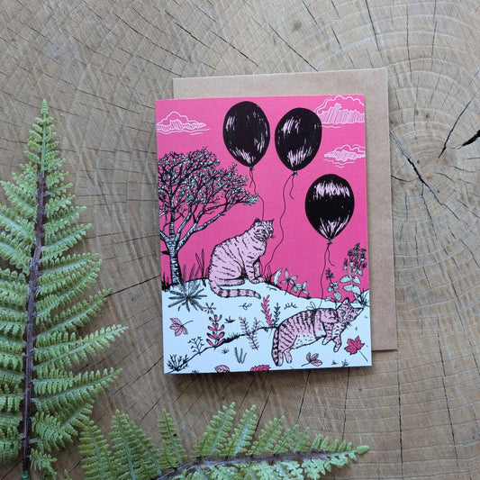 ilikesara-Greeting card | balloon cats pink - congratulations, anytime card-greeting card-gather here online