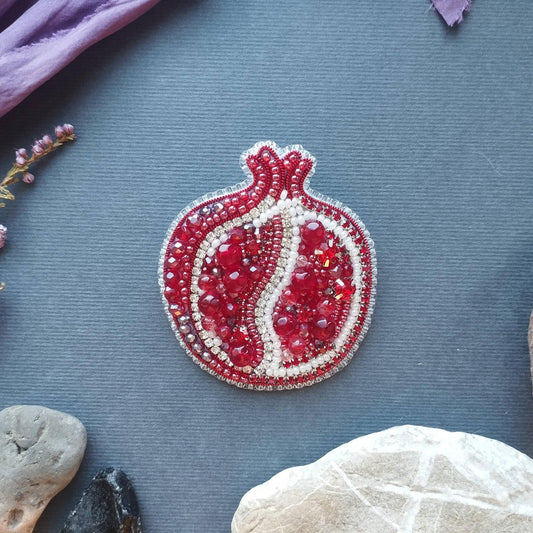 Pomegranate Brooch Kit: DIY Seed Bead Embroidery