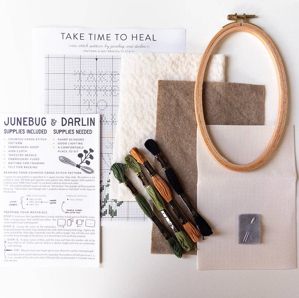 Junebug and Darlin-Take Time to Heal, 5"x8" Cross Stitch Kit-xstitch kit-gather here online
