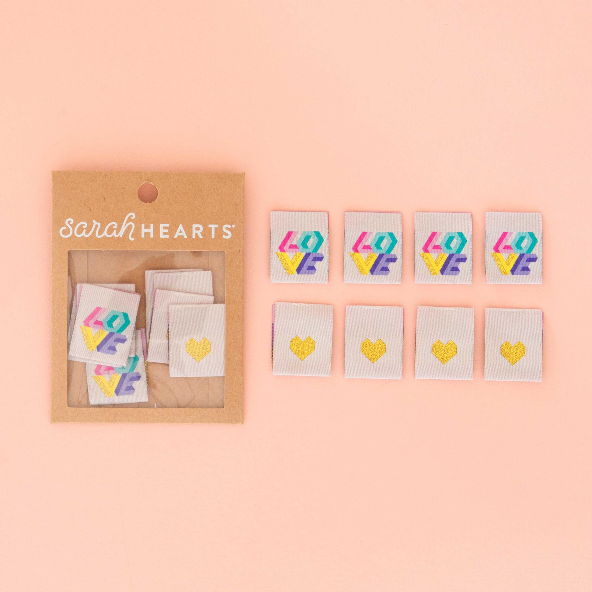 Sarah Hearts-Love Quilt Sew-In Labels-sewing notion-gather here online