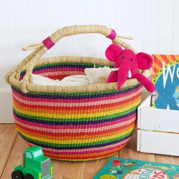 African Modern-Rainbow Chaser Handwoven Decorative Bolga Basket-accessory-gather here online