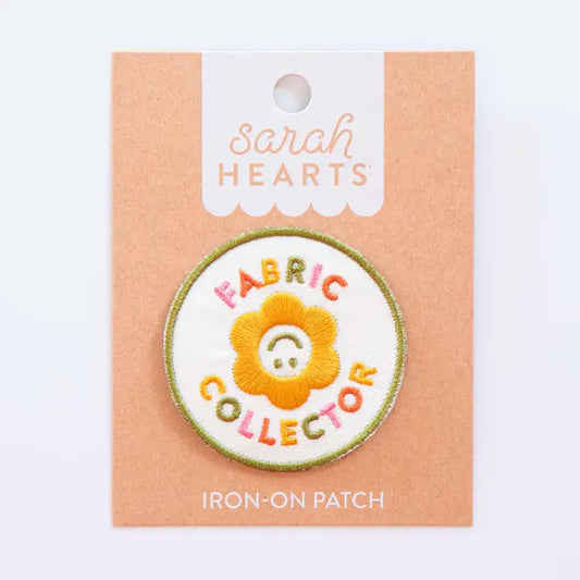 Sarah Hearts-Fabric Collector Yellow Multi Iron-On Patch-patches + pins-gather here online