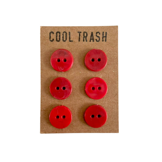 Cool Trash-12mm Recycled Plastic Button Set - Red-button-gather here online
