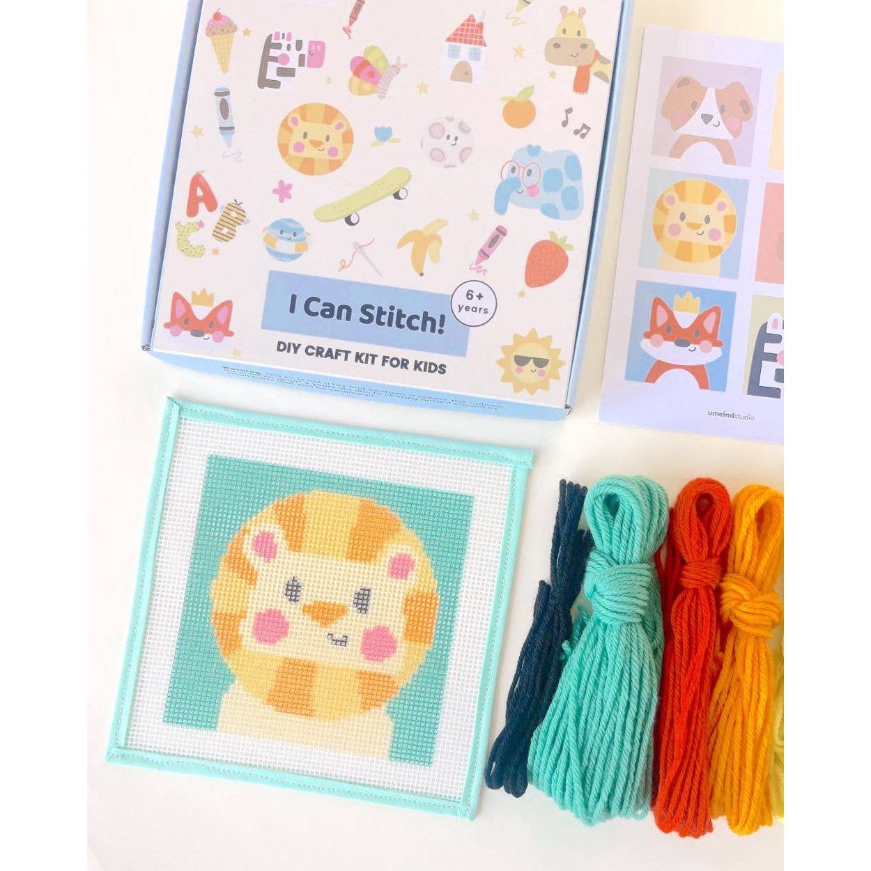 Unwind Studio-Leonardo the Lion - Needlepoint Kit for Kids-xstitch kit-gather here online