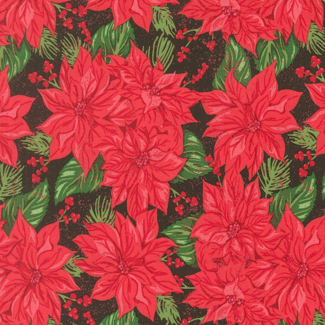 Moda-Vintage Poinsettia Midnight Red-fabric-gather here online