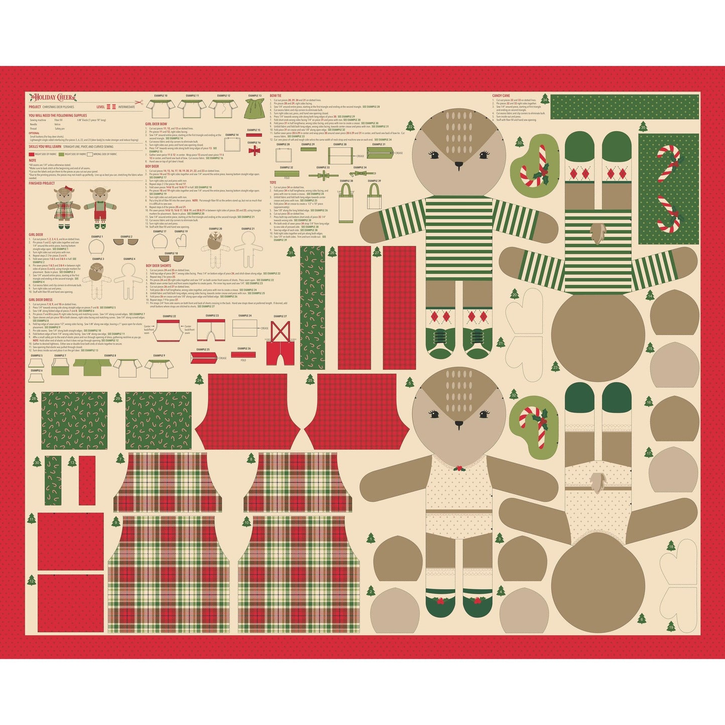 Moda-Reindeer Stuffies Panel-fabric panel-gather here online