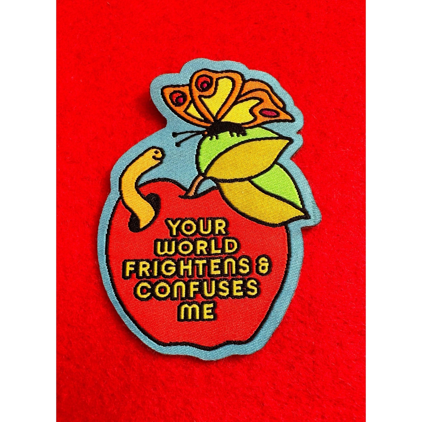 MBMB-Your World Frightens and Confuses Me -Woven Sticker Patch-patches + pins-gather here online