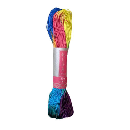 Daruma-Sashiko Thread Skein - Thick Multi-Color-thread-101 Rainbow-gather here online