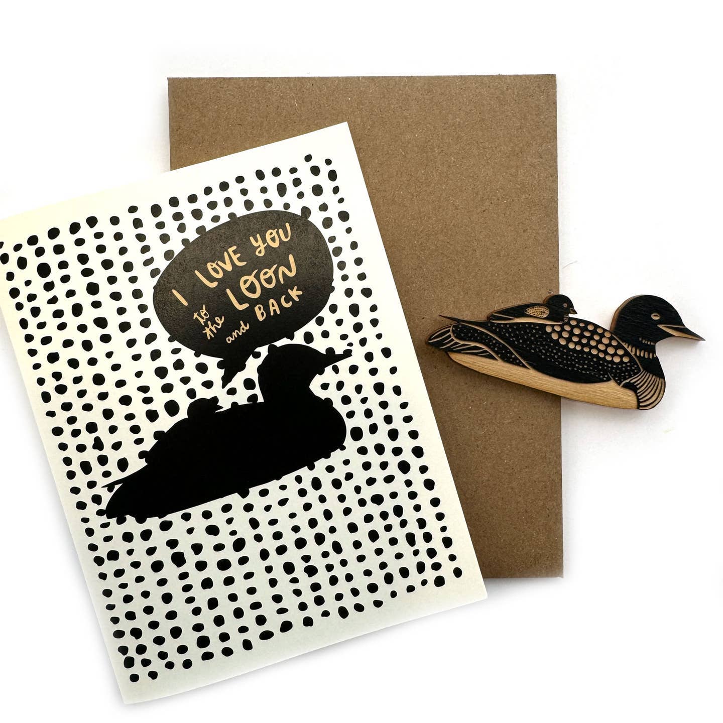 SnowMade-I Love You to the Loon and Back Magnet w/Card-greeting card-gather here online