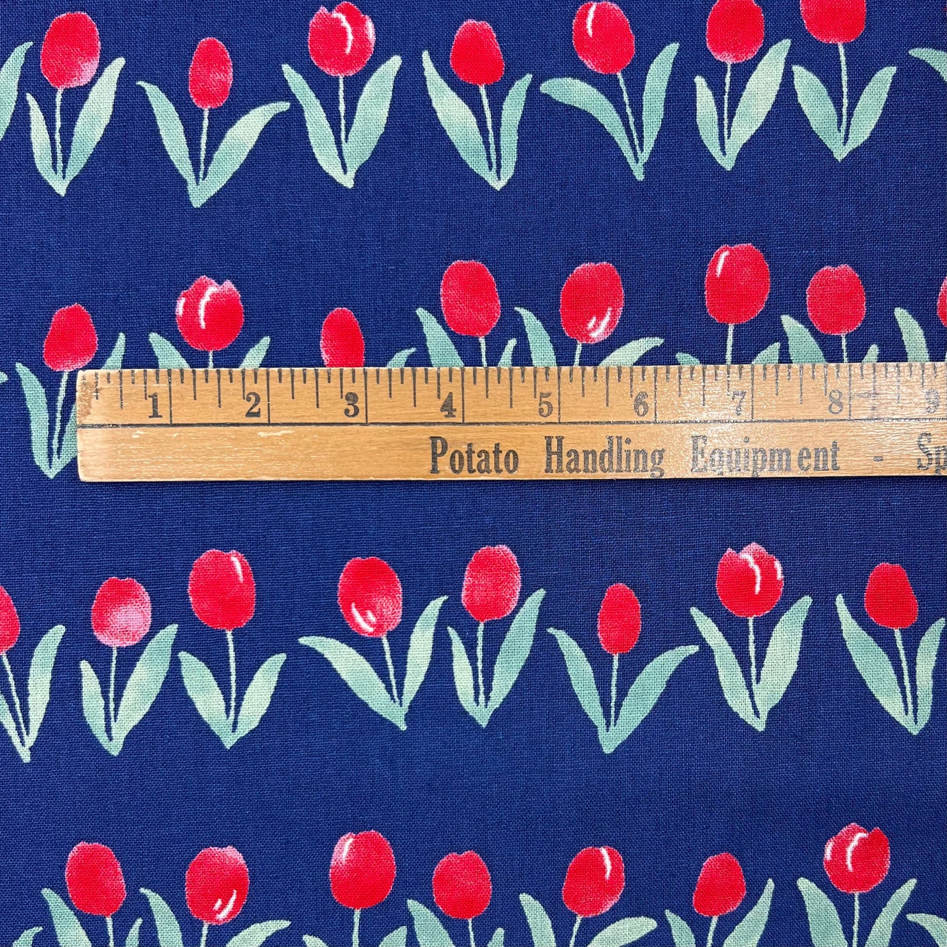 Westex-Red Tulip Rows on Cotton/Linen Canvas-fabric-gather here online