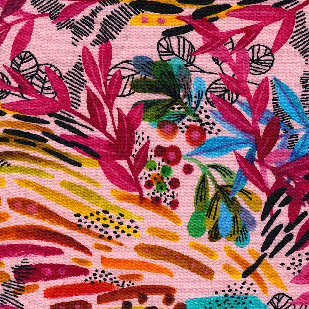 Moda-Wild Leaves Pink-fabric-gather here online