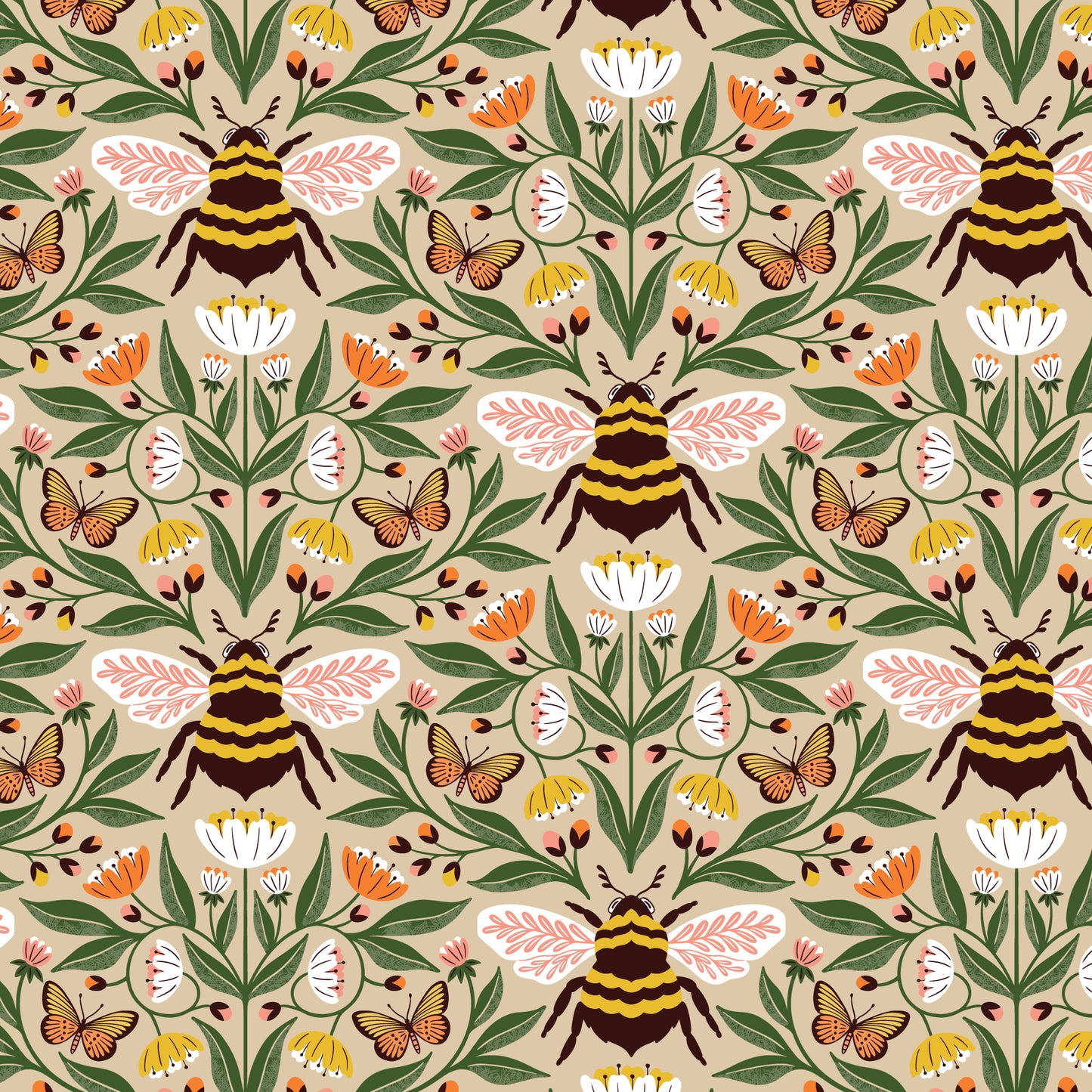 Cloud9-Bee-utiful Tan-Fabric-gather here online