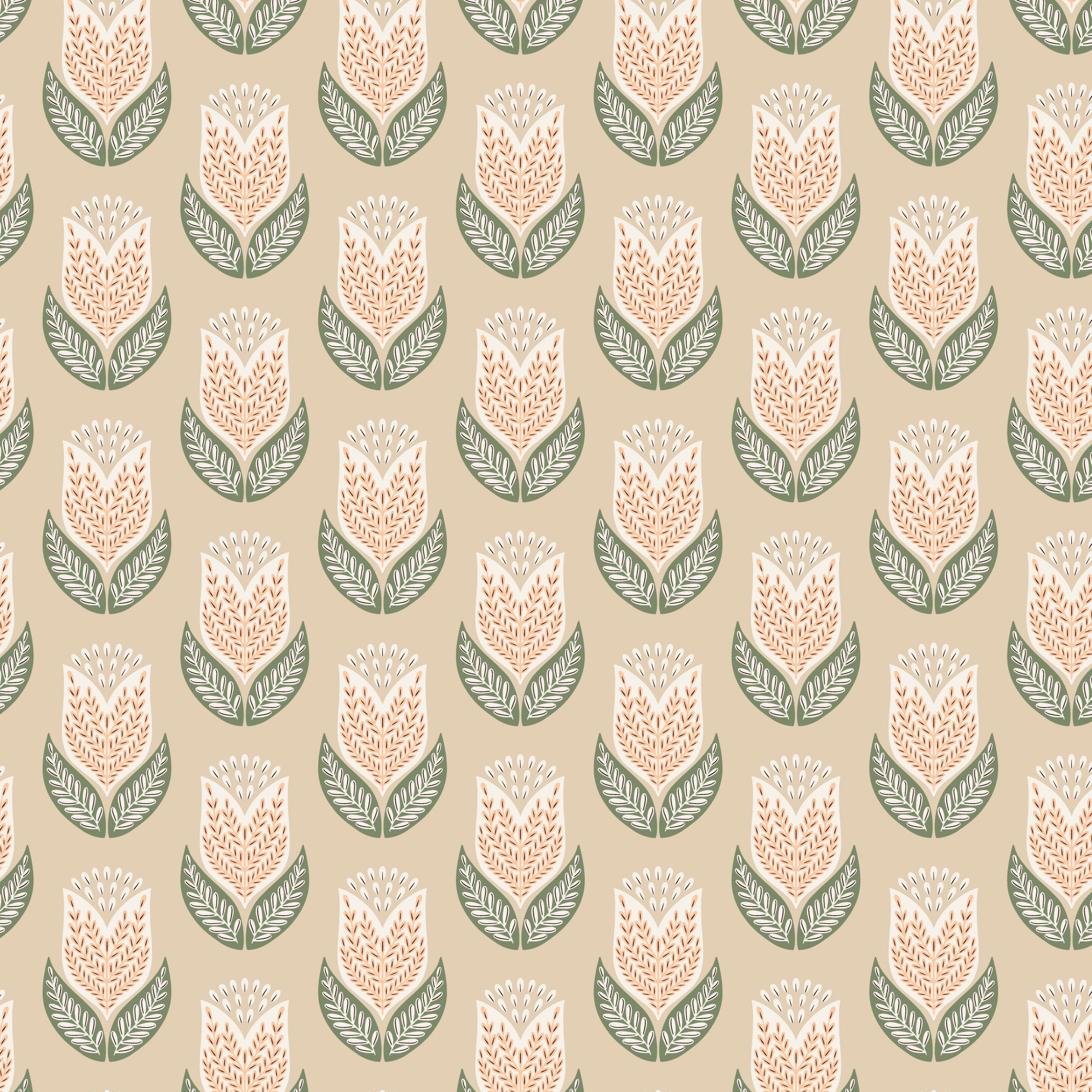 Cloud9-Tulips Tan-Fabric-gather here online