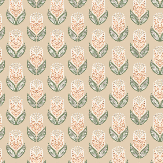 Cloud9-Tulips Tan-Fabric-gather here online