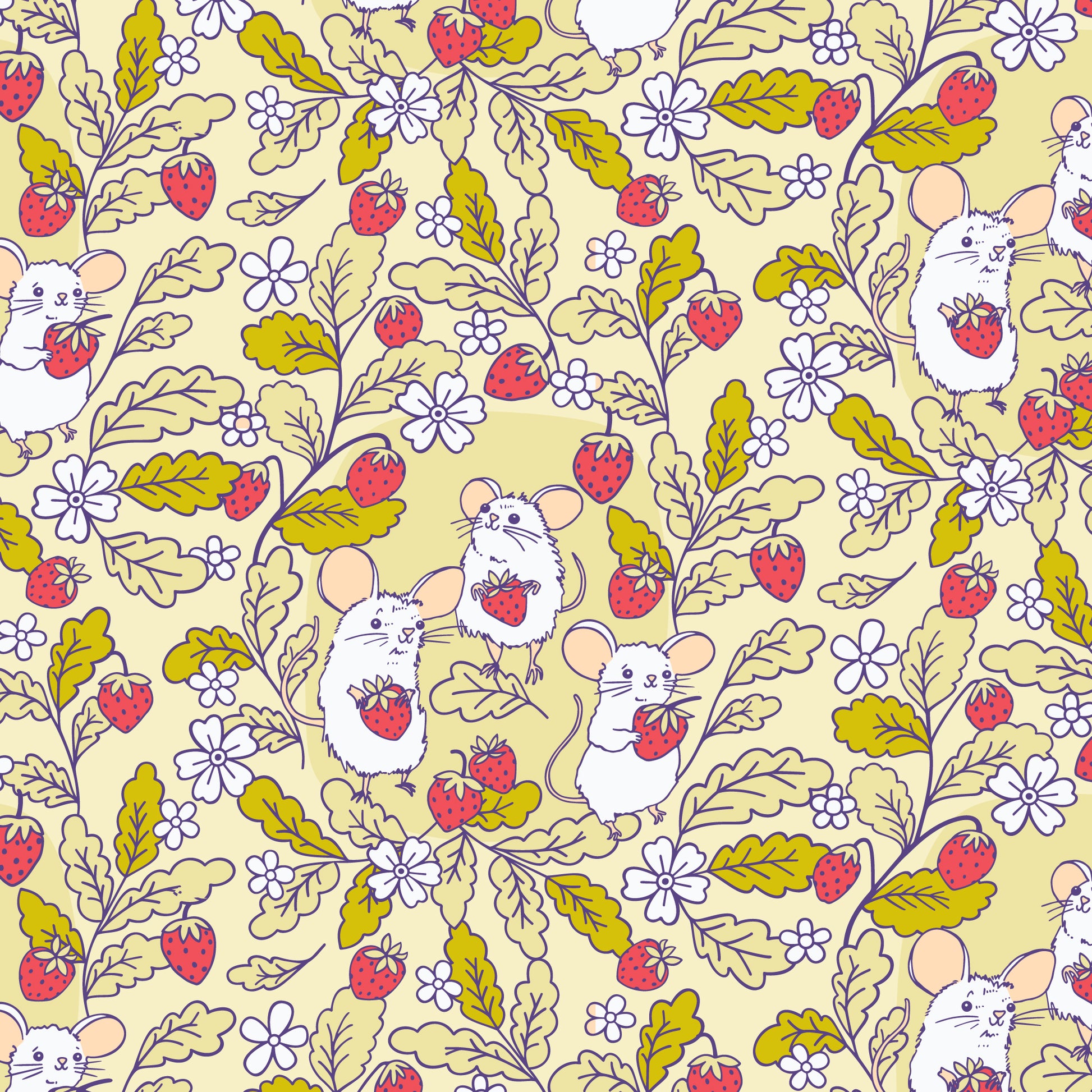 Cloud9-Strawberry Mice-fabric-gather here online