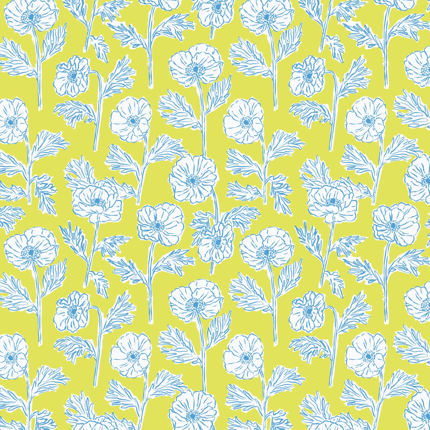 Cloud9-Painted Poppies Lime/Blue-fabric-gather here online