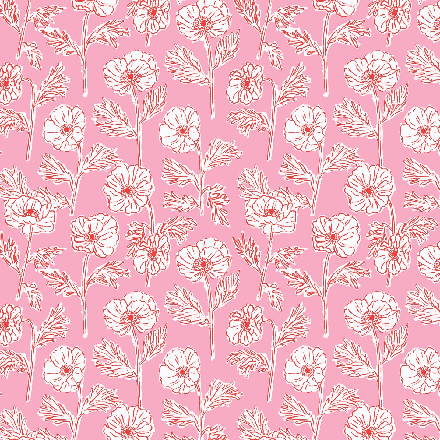 Cloud9-Painted Poppies Pink/Red-fabric-gather here online