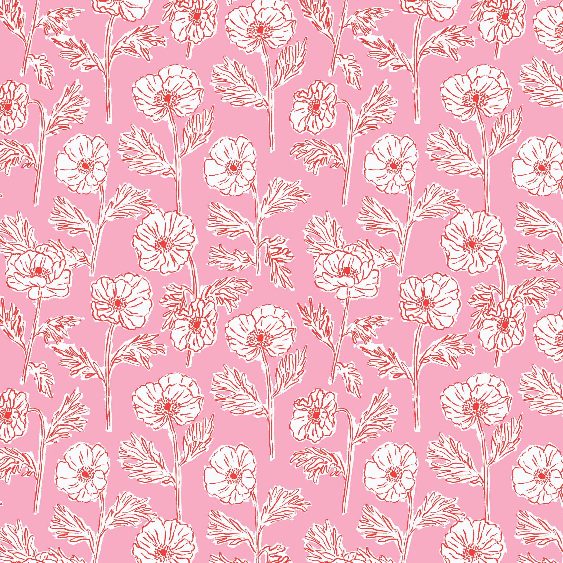 Cloud9-Painted Poppies Pink/Red-fabric-gather here online