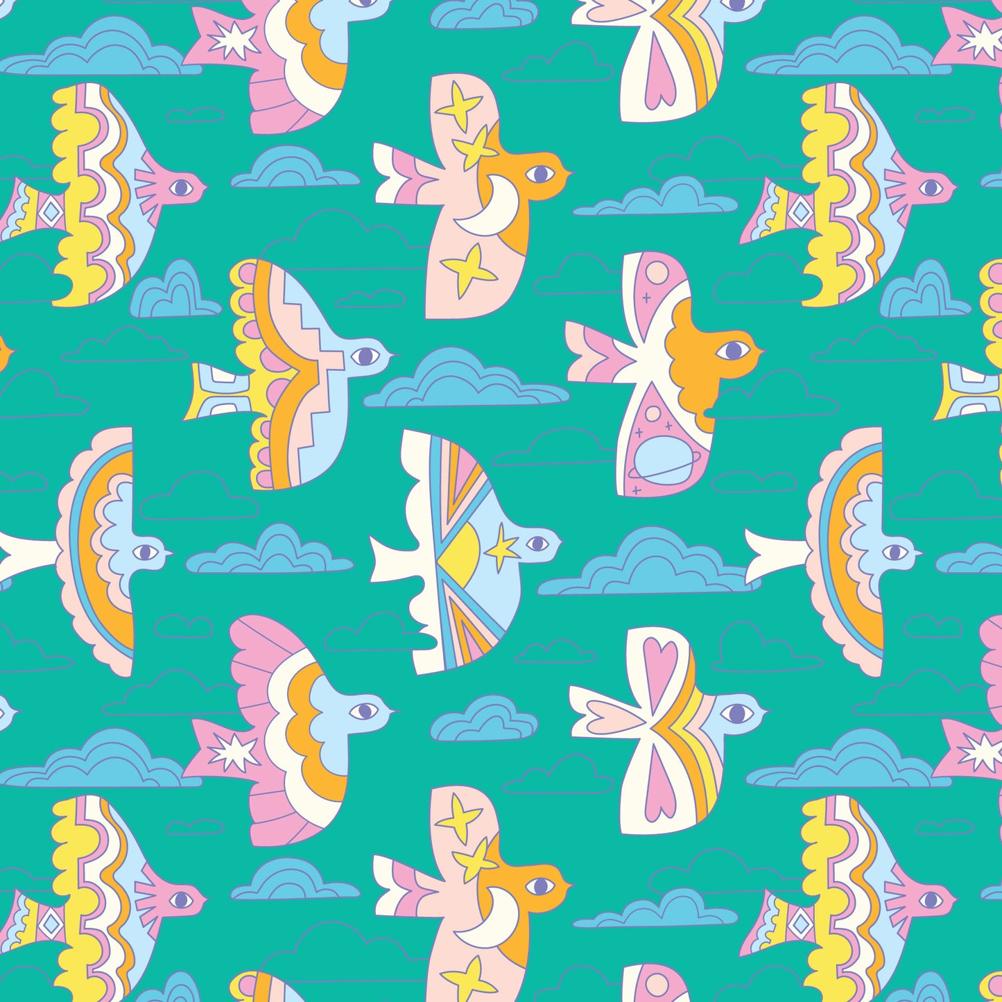 Cloud9-Sky Parade Turquoise-fabric-gather here online