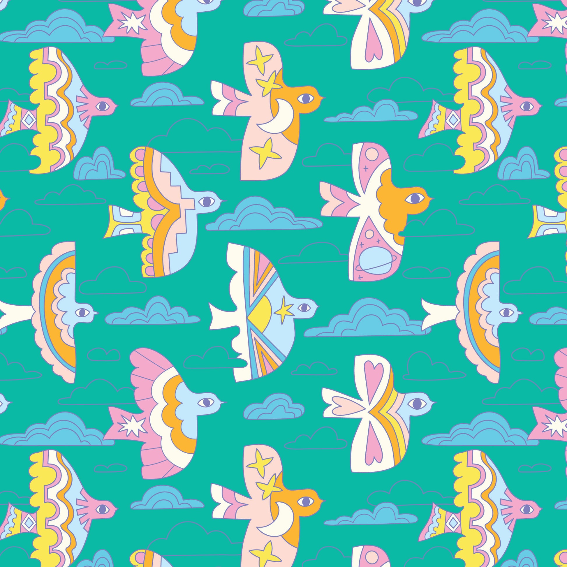 Cloud9-Sky Parade Turquoise-fabric-gather here online