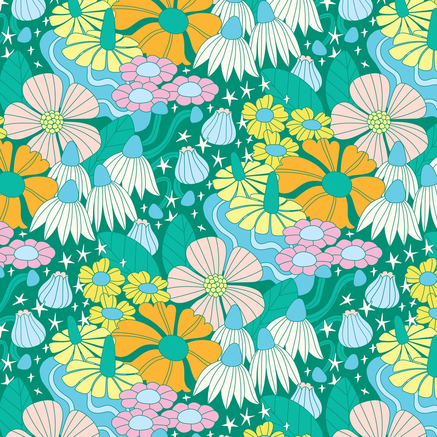 Cloud9-Floral Galaxy Dark Green-fabric-gather here online