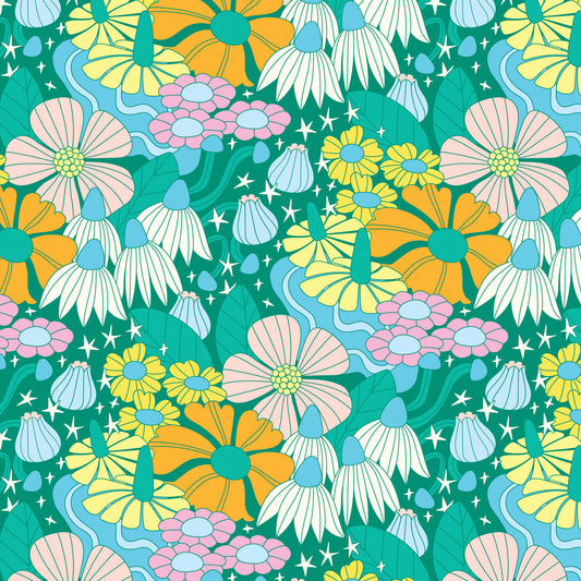 Cloud9-Floral Galaxy Dark Green-fabric-gather here online