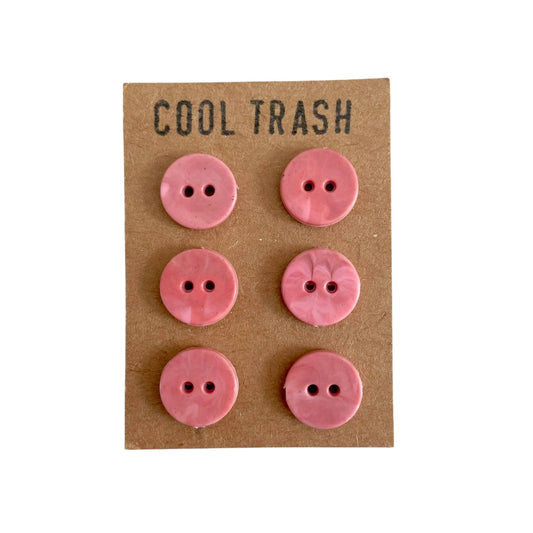 Cool Trash-12mm Recycled Plastic Button Set - Dusty Pink-button-gather here online