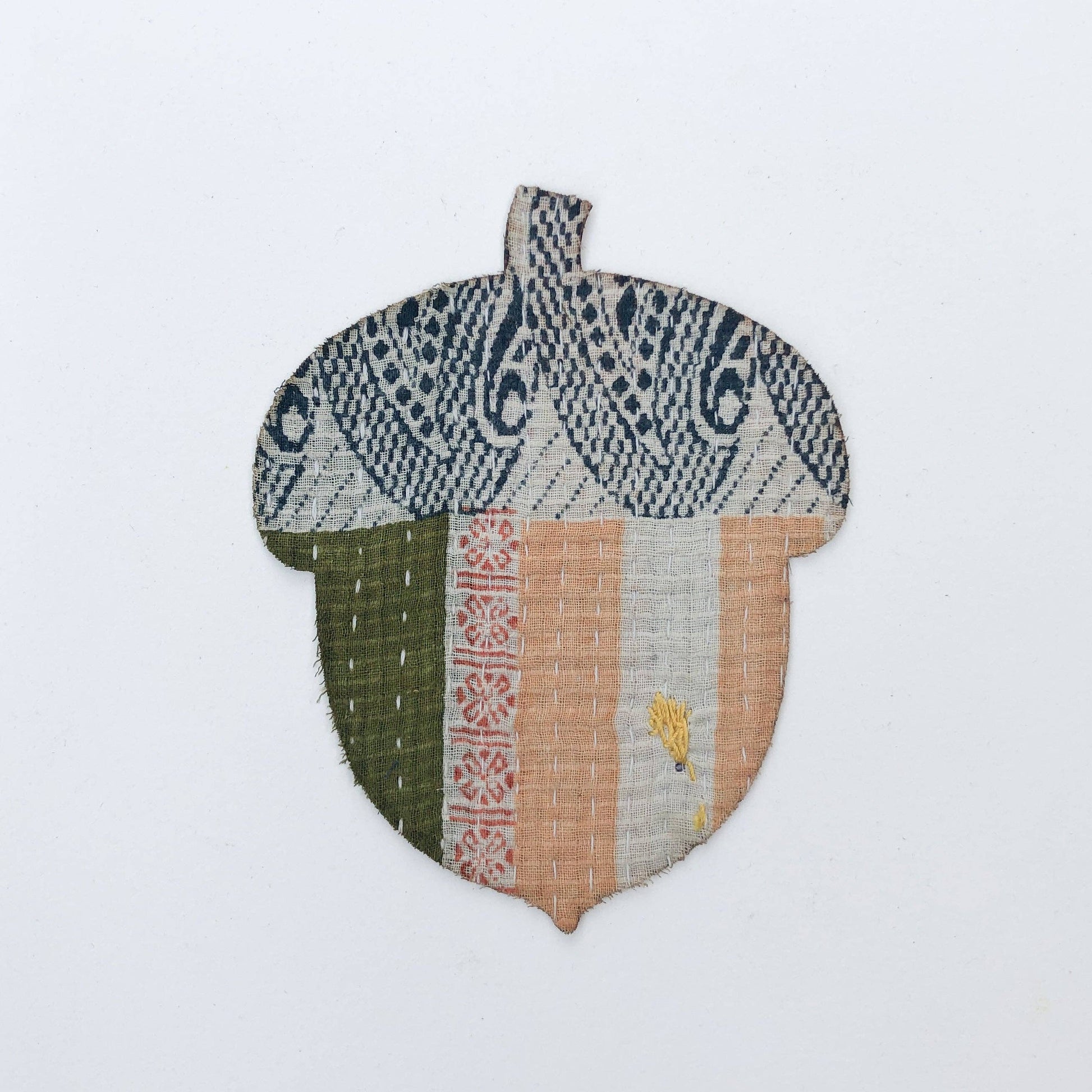 Otto Finn-Medium Kantha Acorn Iron-On Patch-patches + pins-gather here online