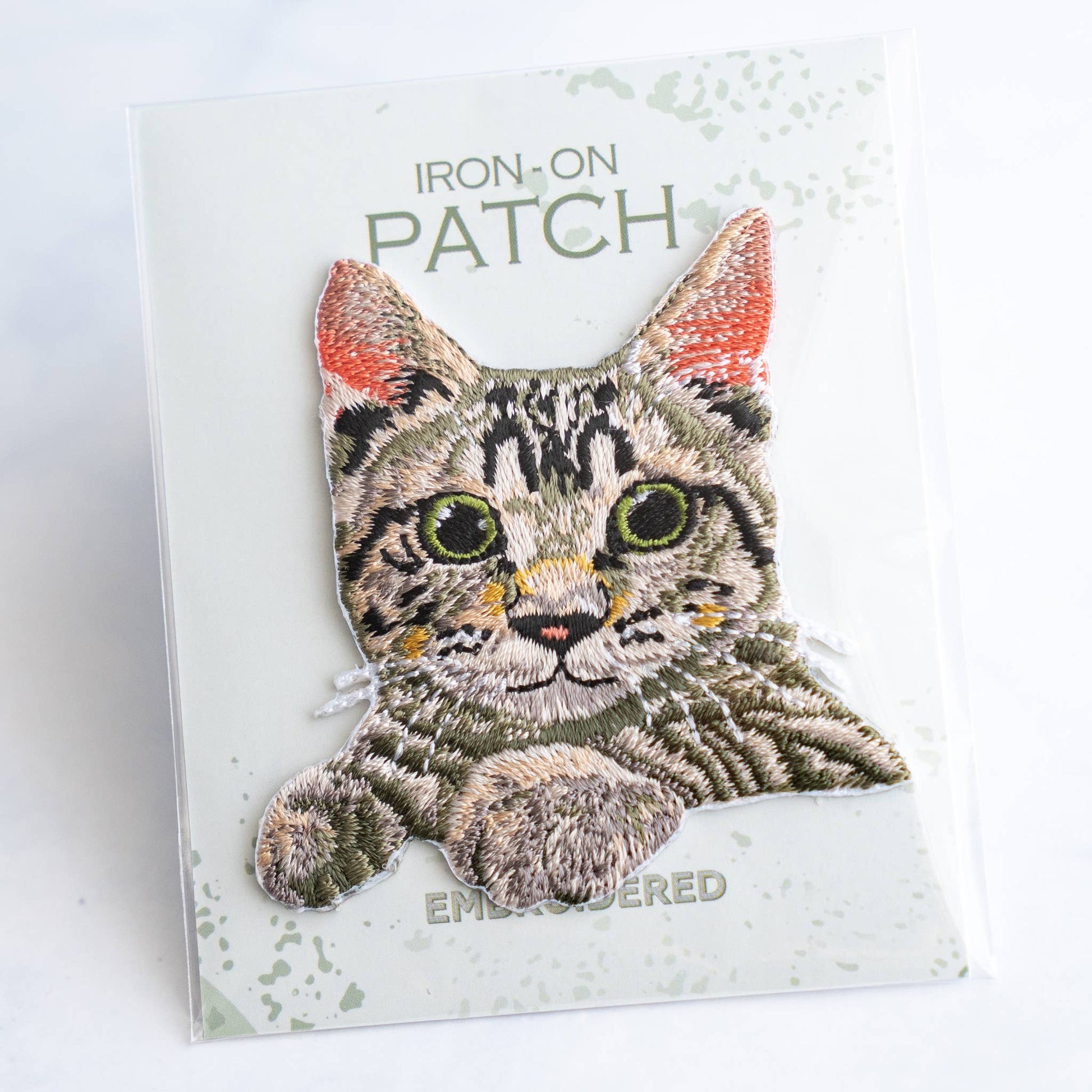 U PLUS INC-Tan Striped Cat Iron-On Patch-patches + pins-gather here online