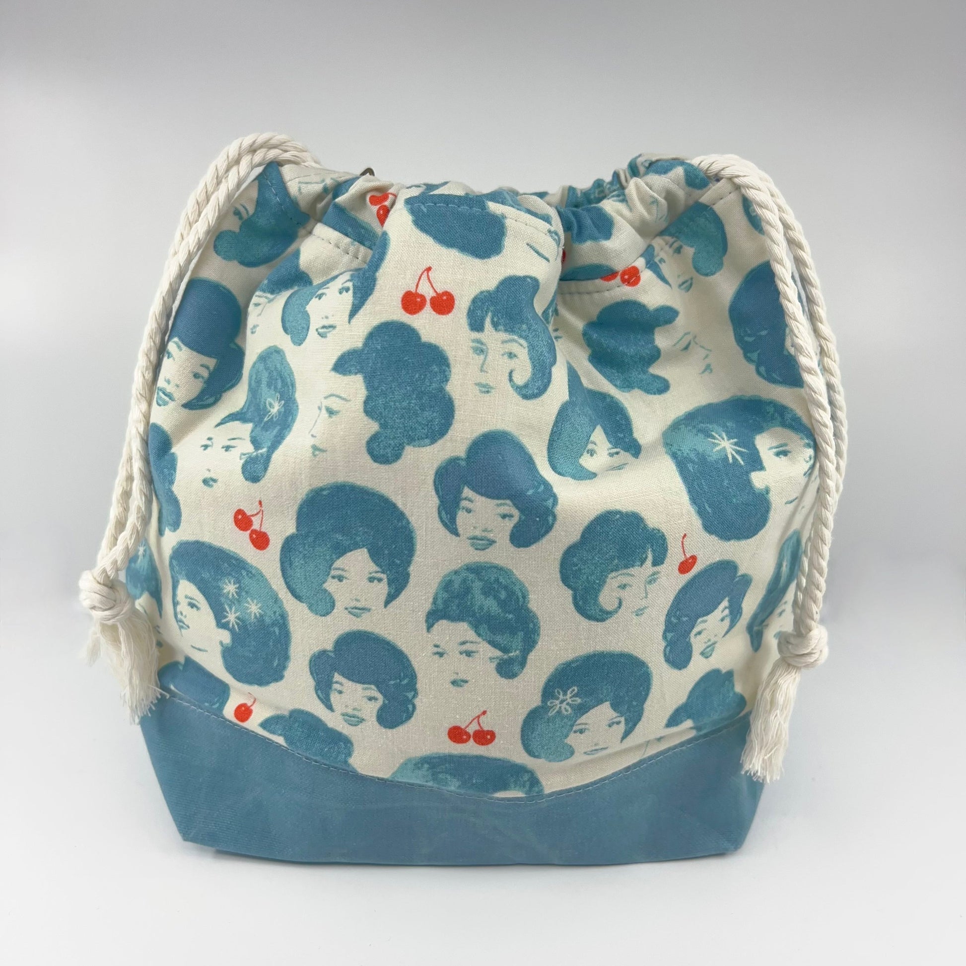 Denise Snow Williams-One of a Kind Drawstring Project Bags-craft organizer-Medium - Portraits w/ Waxed Canvas Bottom & Int Zip Pocket-gather here online