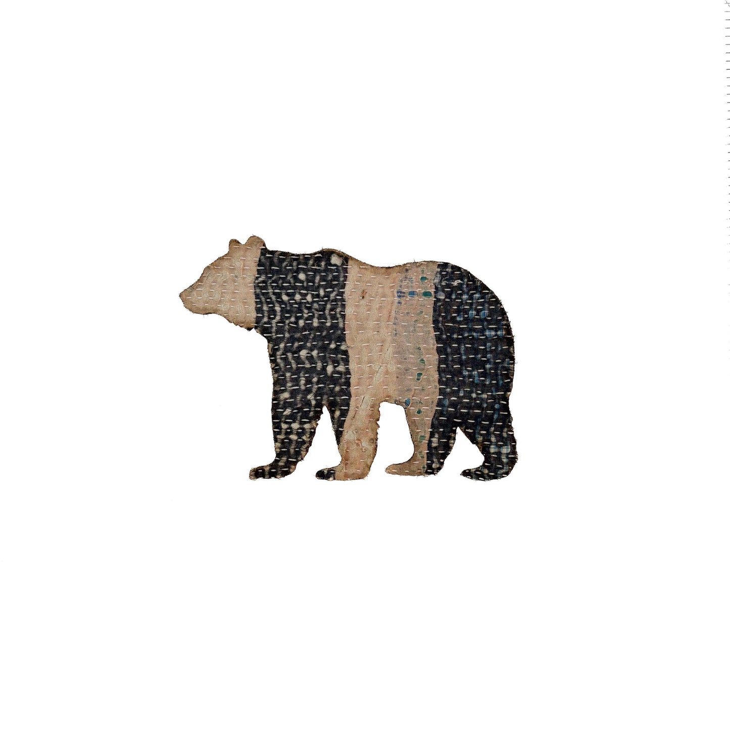 Otto Finn-Medium Kantha Bear Iron-On Patch-patches + pins-gather here online