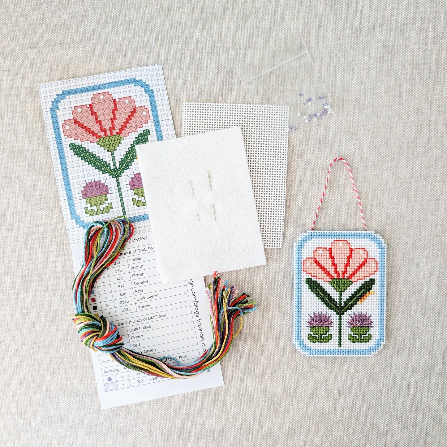 Benzie Design-Framed Florals Carnation Cross Stitch Kit-xstitch kit-gather here online