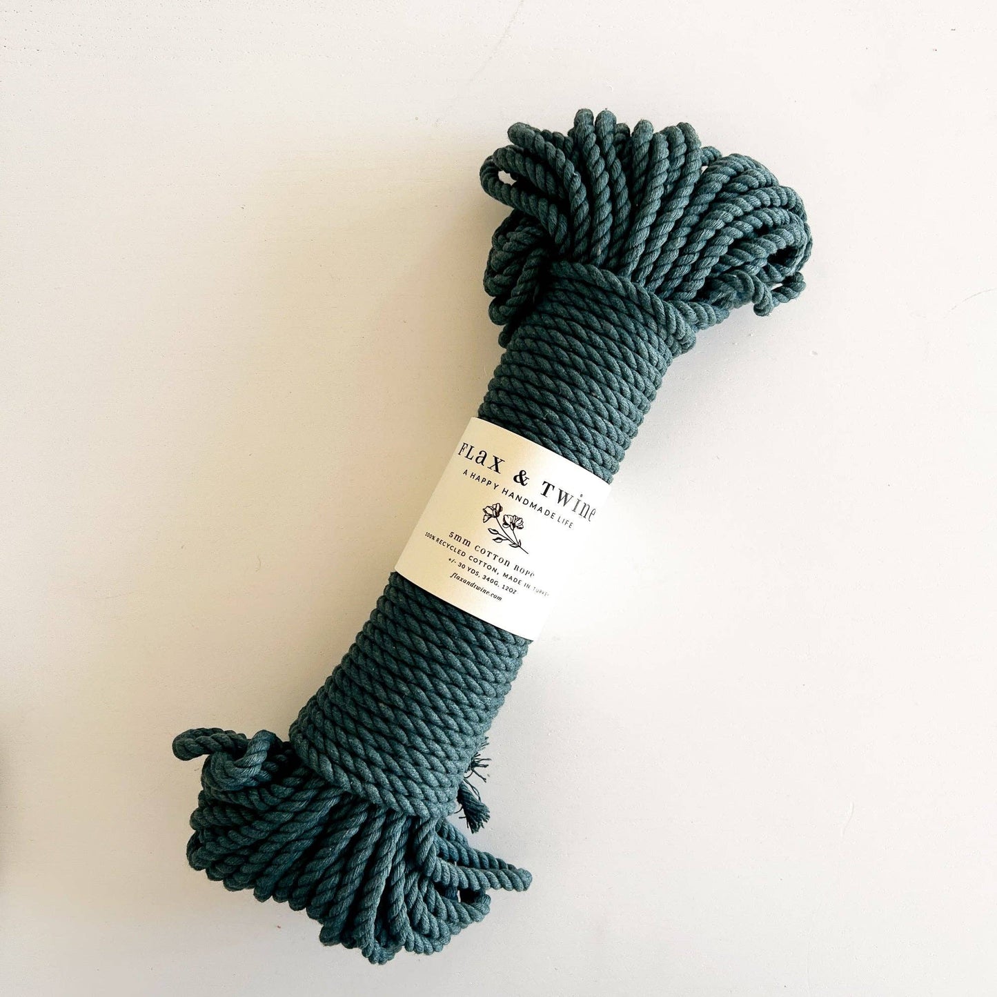 Flax & Twine-Recycled 5mm Cotton Rope - Pine-yarn-gather here online