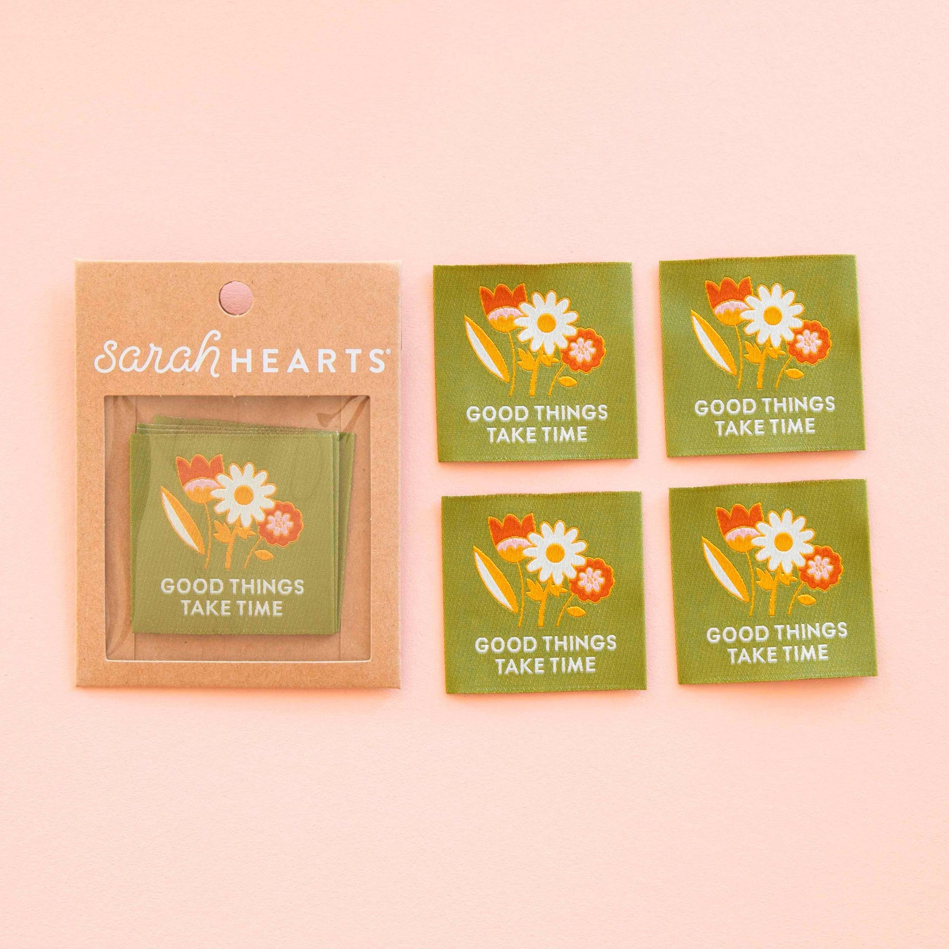 Sarah Hearts-Good Things Take Time Sew-In Labels-sewing notion-gather here online