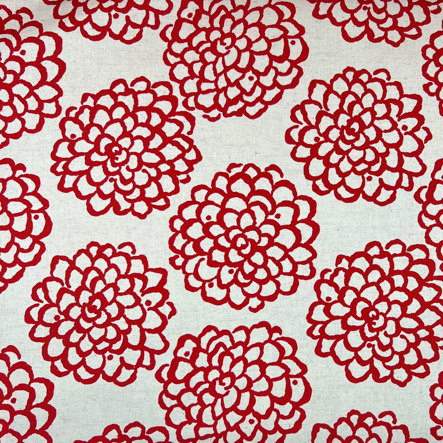 Kobayashi-Red Printed Mums on Cotton/Linen Canvas-fabric-gather here online