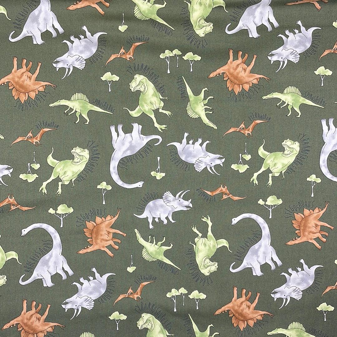 Kokka-Dinosaurs on Cotton Oxford-fabric-gather here online
