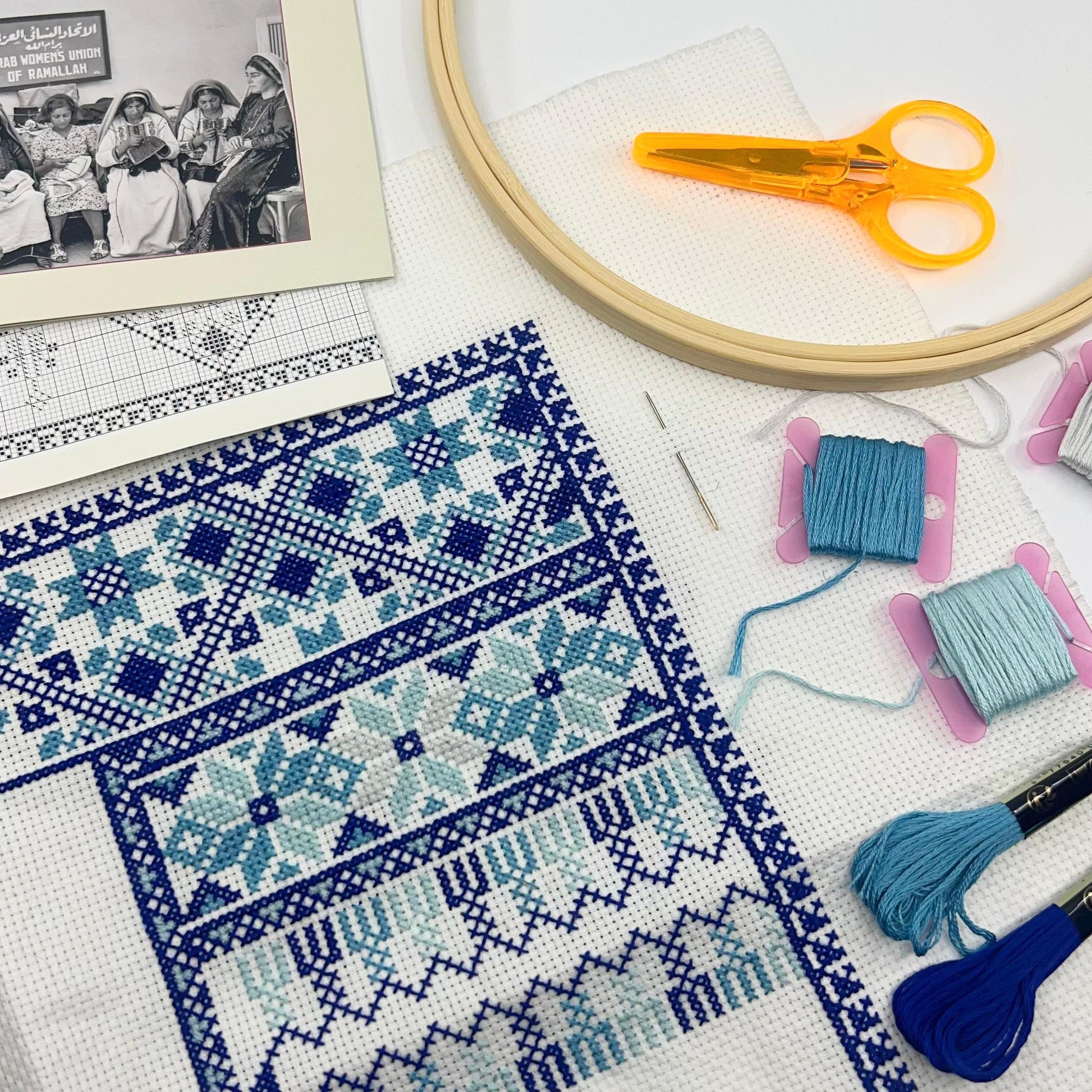 Min Amanne Tatreez Designs-Al Qamar Qabbeh Tatreez Kit-xstitch kit-gather here online