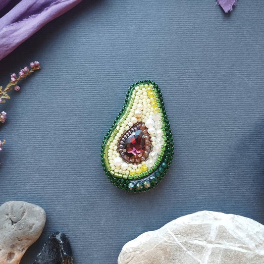 Avocado Brooch Kit: DIY Embroidery Jewelry Making