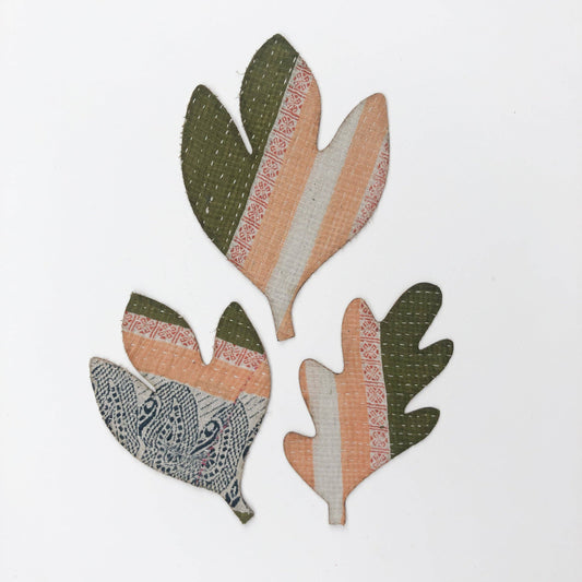 Otto Finn-Medium Kantha Leaf Iron-On Patch-patches + pins-gather here online