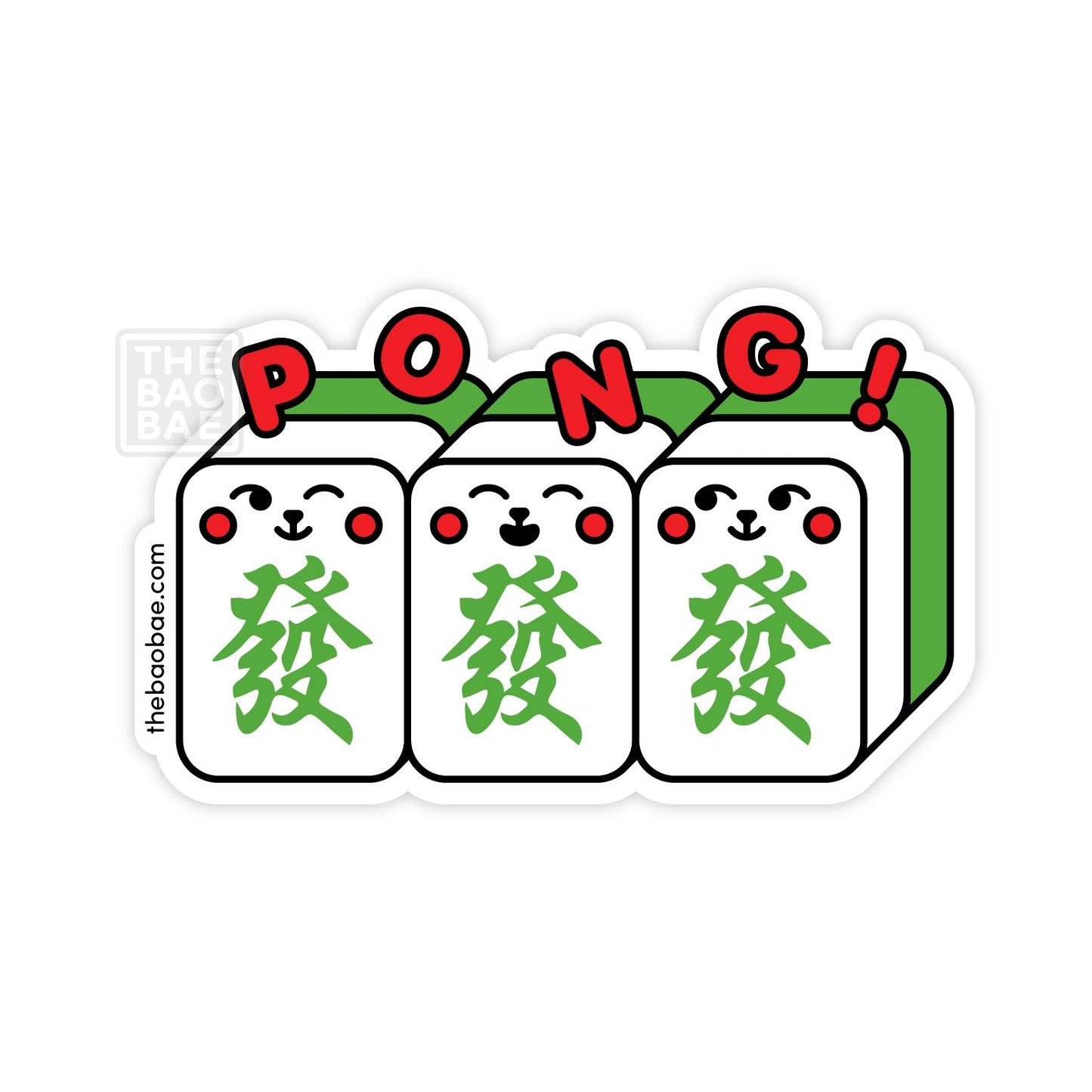 The Bao Bae-Mahjong PONG Triple Green Dragon Sticker-sticker-gather here online