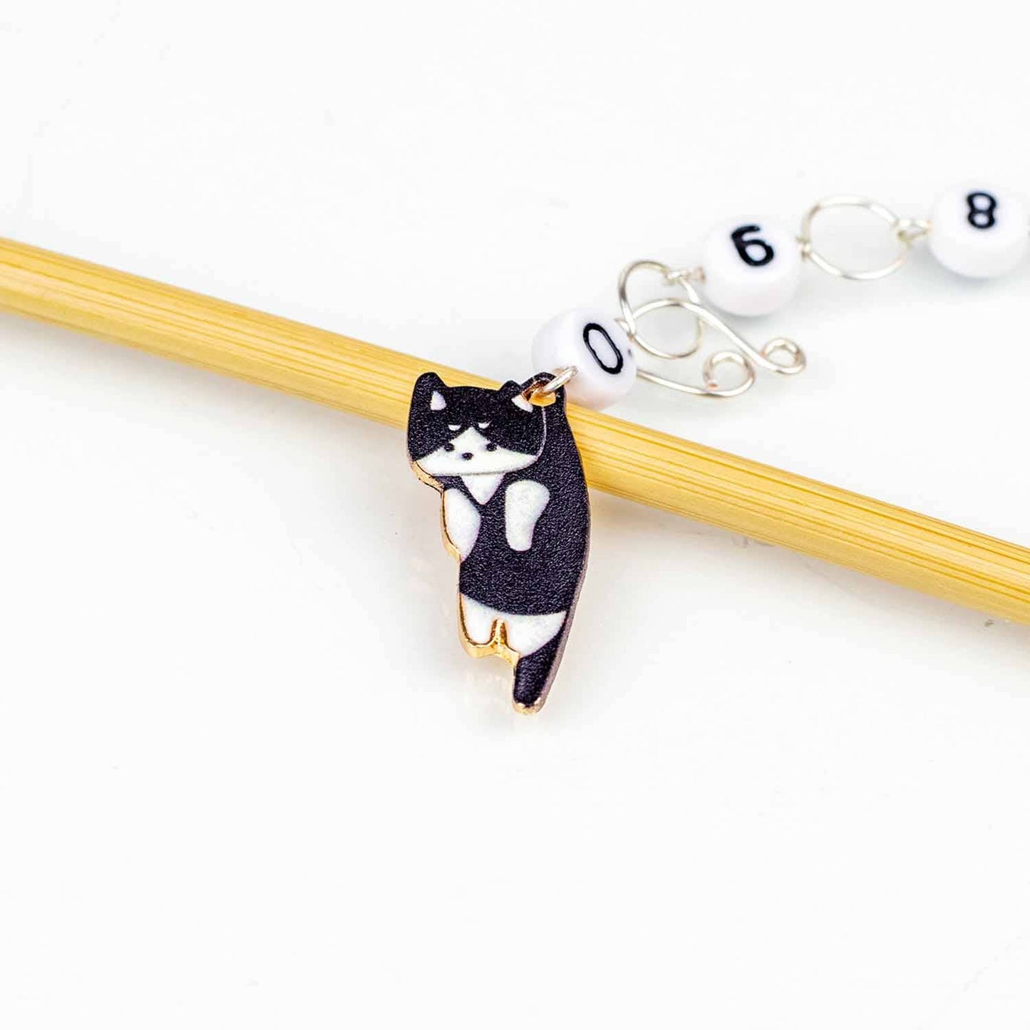 Twice Sheared Sheep-Black Tuxedo Cat - Chain Row Counter-knitting notion-Medium (US 8 needle / H hook)-gather here online