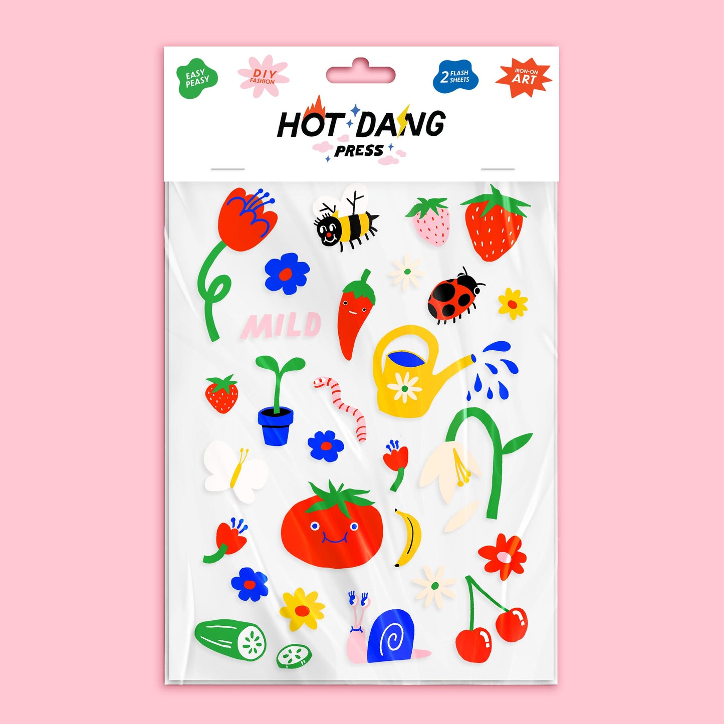Hot Dang Press-Garden Gone Mild Iron-On Transfer Sheet Set-patches + pins-gather here online