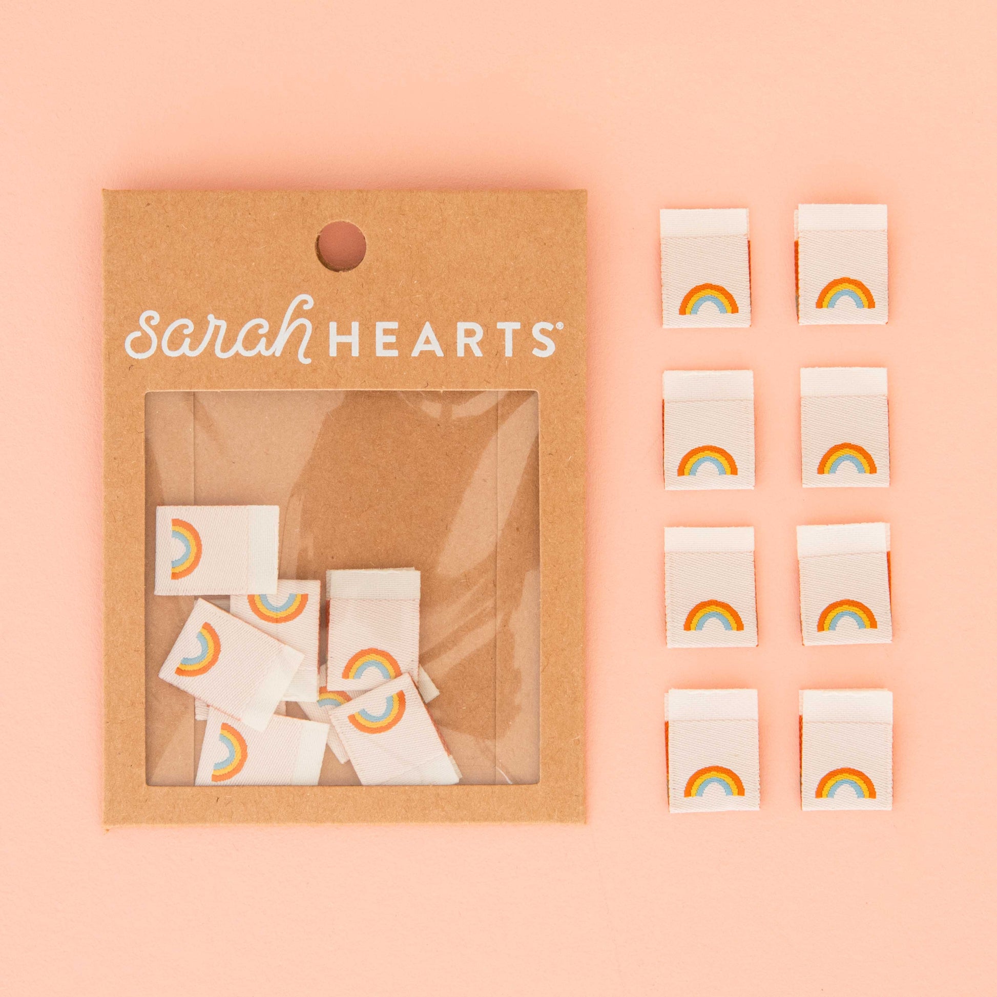 Sarah Hearts-Mini Rainbow Sew-In Labels-sewing notion-gather here online