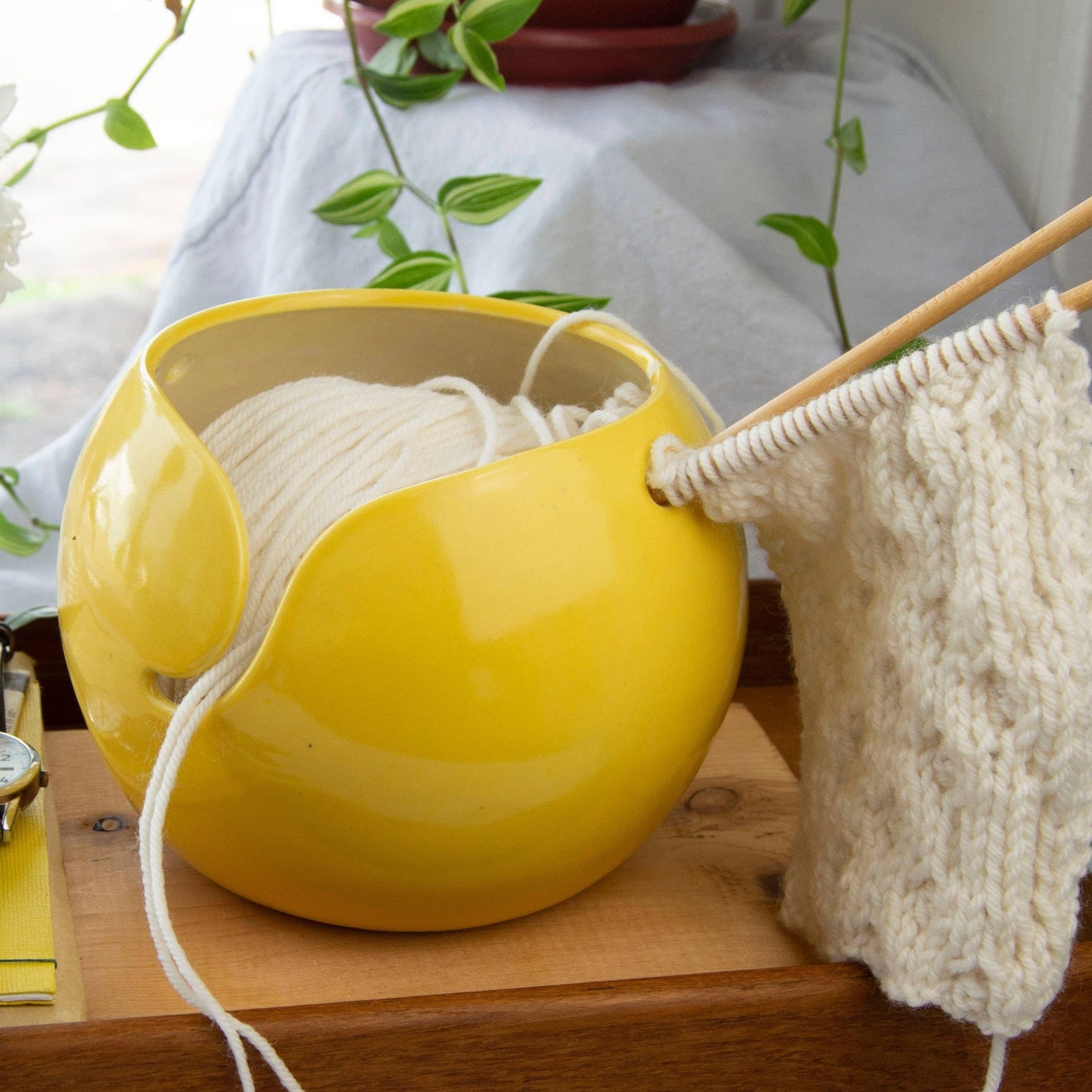 Cōppa Cōllaborative LLC-Minimal Ceramic Yarn Bowl: Sunflower-knitting notion-gather here online