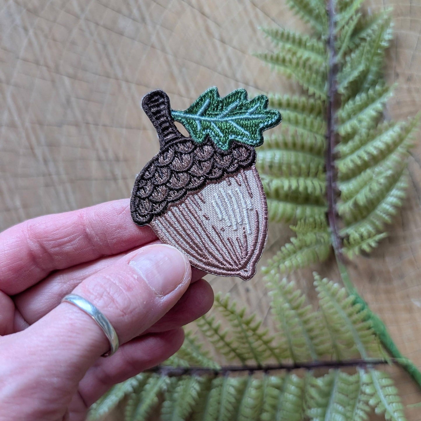 ilikesara-Oak Acorn With Leaf Iron-On Patch-patches + pins-gather here online