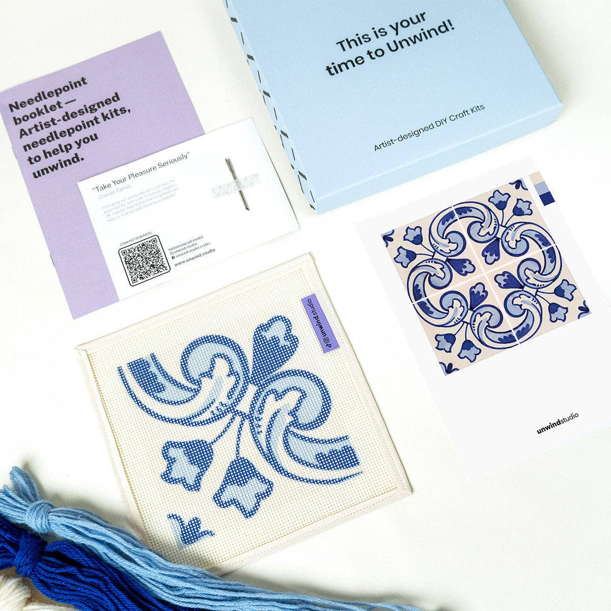Unwind Studio-Portuguese Tile Needlepoint Kit - Ribeira-xstitch kit-gather here online