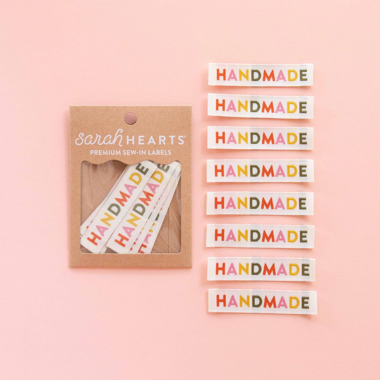 Sarah Hearts-Handmade Woven Sewing Labels - Muted Colors-sewing notion-gather here online