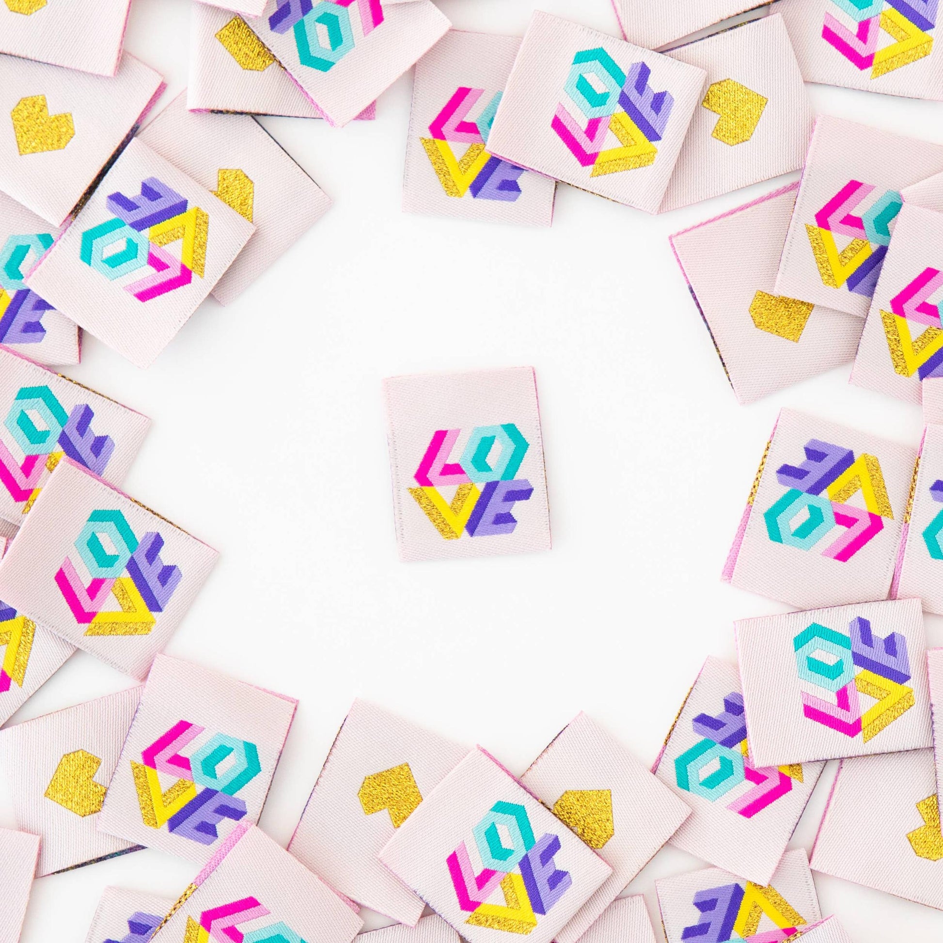 Sarah Hearts-Love Quilt Sew-In Labels-sewing notion-gather here online