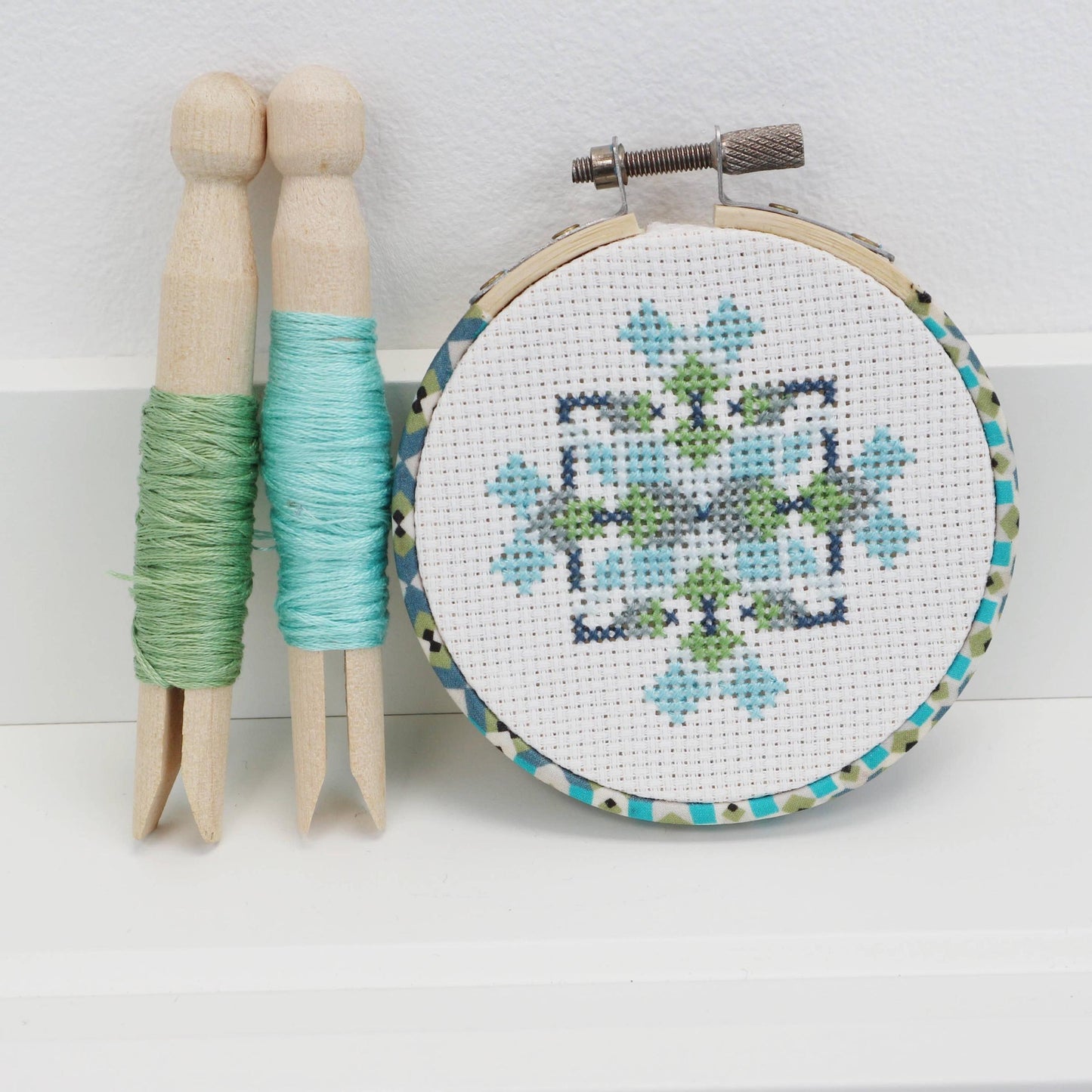 Stitchkits Crafts-Mini Geometric Cross Stitch Kit, 3" Hoop-xstitch kit-gather here online