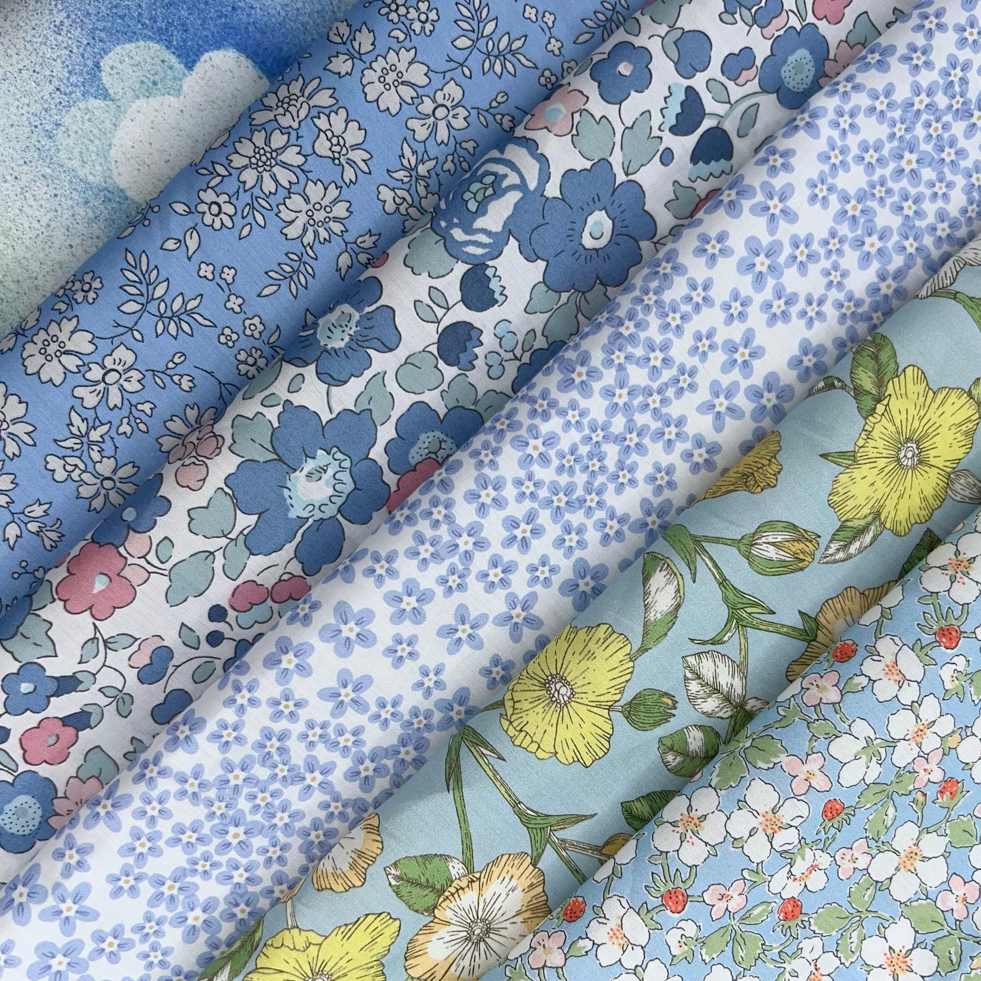 Liberty of London-Tana Lawn Color Bundle - Light Blue (6 pieces)-fat quarters-gather here online